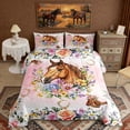 thumbnail image 2 of Erosebridal Farmhouse Horse Full Size Comforter Sets, Colorful Flower Floral Bedding Sets, 2 of 6