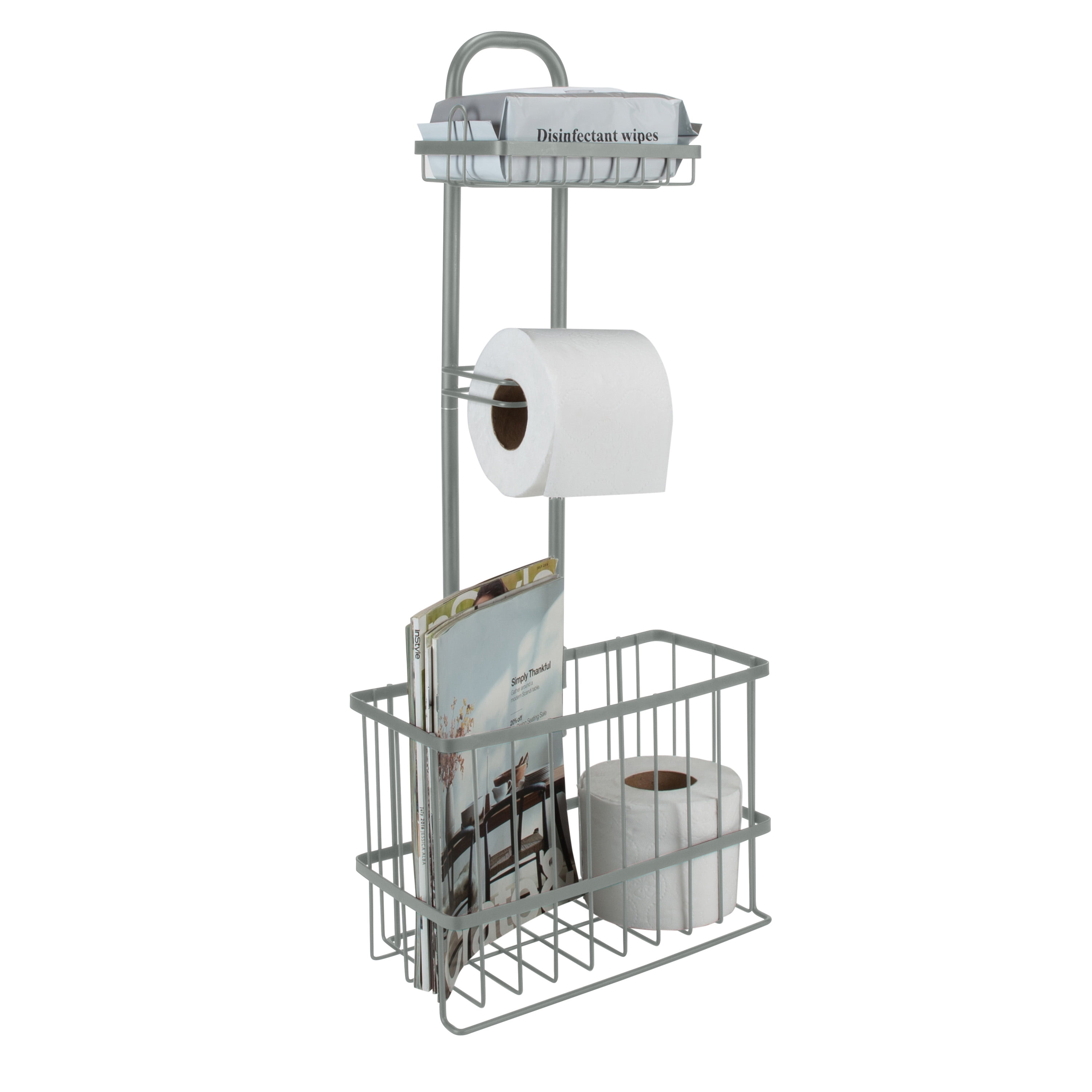 Bath Bliss Cottage Collection Adjustable Three Shelf Bathroom Organizer in Grey