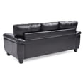 thumbnail image 5 of Modern Sofa Couch - Comfortable Living Room Furniture, Black Faux Leather, 5 of 9