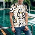 thumbnail image 6 of Zufioo Snake Print Men's Baseball Short Sleeve, Moisture Wicking Button-Down Hip Hop Tee-Large, 6 of 7