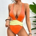thumbnail image 2 of Kmdttou One Piece Swimsuit Women Tum-my Control Sexy Color Block Swimsuit V-neck Slim Swimsuit Bikini Straped Swimsuits, 2 of 4