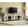 thumbnail image 2 of WAMPAT Farmhouse TV Stand with 18'' Electric Fireplace, Highboy Wood Media Entertainment Center with Glass Door, Storage Cabinet Console Table for TVs Up to 110 Inches TV,White, 2 of 9