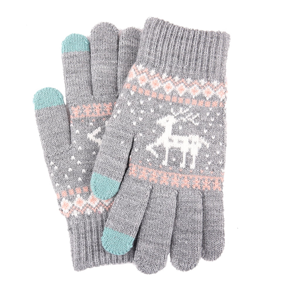 Women Girl Thick Plush Wool Knit Winter Warm Gloves Neck Hanging Mitten Hand Warmer