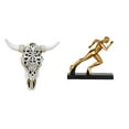 thumbnail image 1 of Escultura de pared de cabeza de toro de resina con forma de cabeza de , decoración de pared, estatua de corredor, arte abstracto, figurita, adorno, 1 of 8