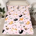 thumbnail image 2 of Feelyou Cat Animal Twin Sheet Sets, Cartoon Stars Love Heart Bedding, 3 Pieces, 2 of 7