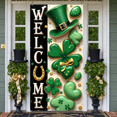 thumbnail image 6 of Green Theme St. Patrick's Day Banner Clover Pattern Backdrop Horseshoe Design Gold Coin Accent Lucky Banner for St. Patrick's Day Party Celebration Indoor Decoration, 6 of 9