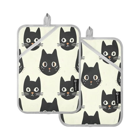 

Two Pieces Of Square Heat Insulation Pad Oven Mitts 7x9.8 Inch Oven Microwave Kitchen Cooking Baking Cartoon Cat Face