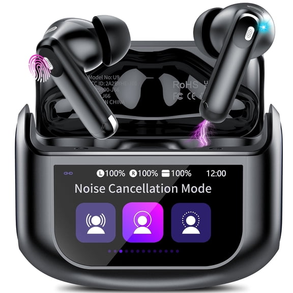 Wireless Earbuds Bluetooth 5.4 Headphones, Ear Buds with Multifunctional Touch Screen, ANC/ENC Noise Cancelling Earbud with 48H Stereo Deep Bass, Clear Calls, IPX7 Waterproof Earphones for iOS Androi