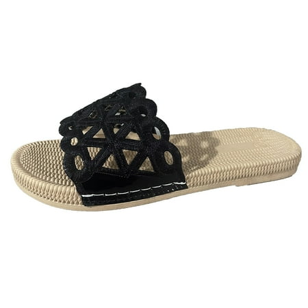 

Pgeraug womens slippers Fashion Women s Casual Shoes Breathable Outdoor Pure Color Slippers mens slippers Black 41