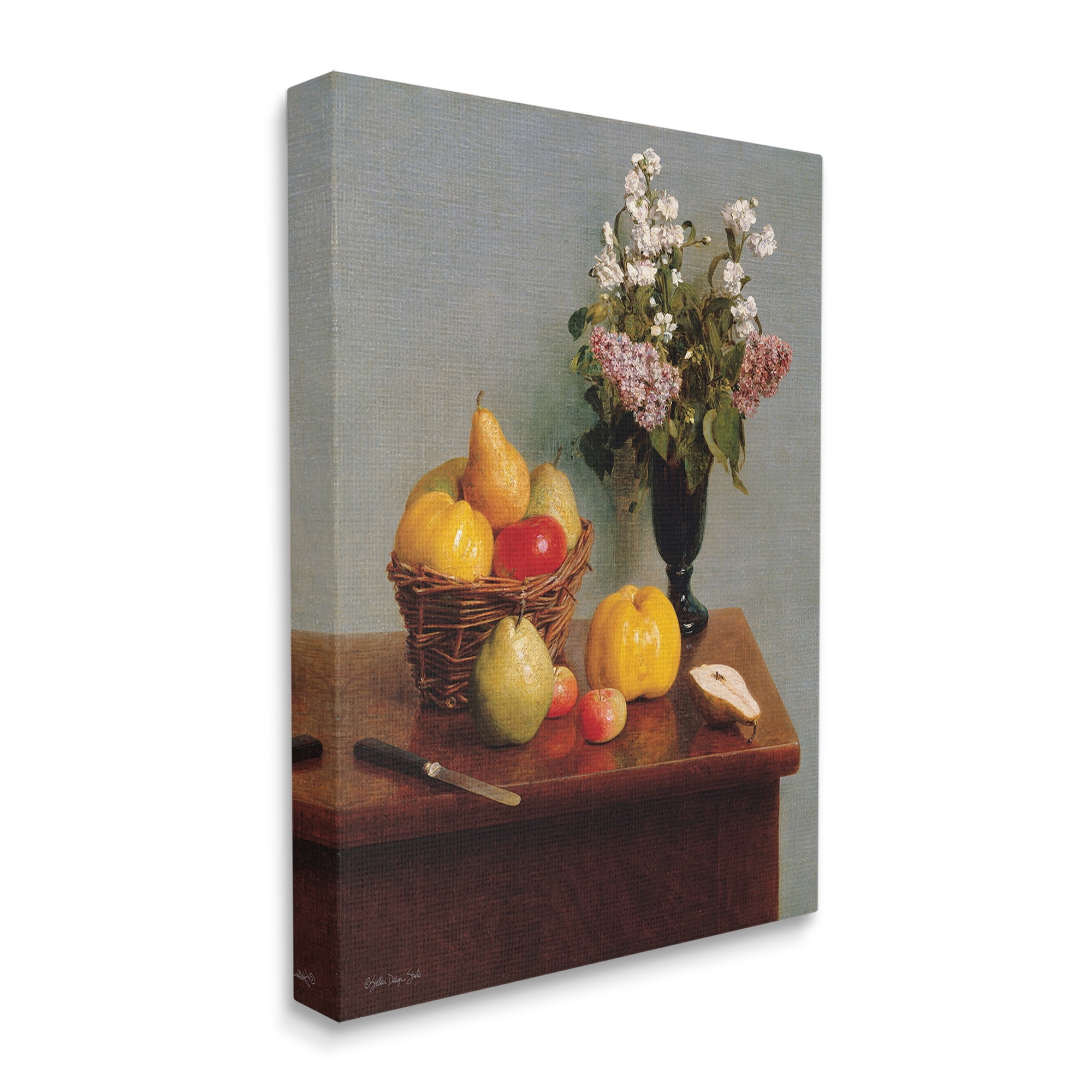 Stupell Industries Fruit & Flowers Still Life Food & Beverage Painting Gallery Wrapped Canvas Art Print Wall Art, 16 x 20