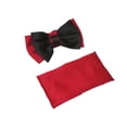 thumbnail image 2 of Men's 2-Tone Bow Tie/Hankie Set By J.Valintin Soft Satin Silky JVBT-40 Black Red, 2 of 2