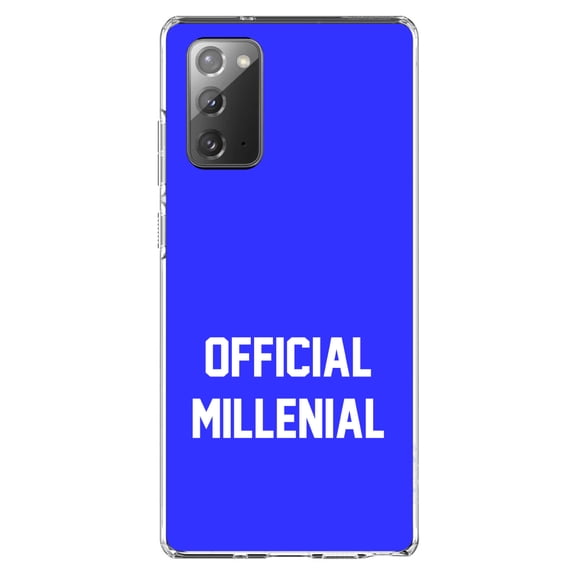 DistinctInk Clear Shockproof Hybrid Case for Galaxy Note 20 ULTRA (6.9" Screen) - TPU Bumper, Acrylic Back, Tempered Glass Screen Protector - Official Millenial - Blue & White