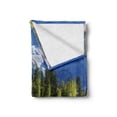 thumbnail image 2 of Outdoor Soft Flannel Fleece Blanket, Snowy Mountains Evergreen Spruce Reflected in Lake City Park Chamonix France, Cozy Plush for Indoor and Outdoor Use, 60" x 80", Blue Green White, by Ambesonne, 2 of 6