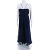 Pre-owned|Xscape Womens Satin Pleated Thin Strap Evening Gown Navy Blue Size 10P