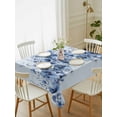 thumbnail image 2 of Blue Blooms Floral Rectangle Tablecloth, Spring Flowers Botanical Blue Ombre Waterproof & StainResistant Tablecloth, Washable Oil-proof Table Cover for Dining/Party/Wedding/Camping/Buffet 52x70 In, 2 of 9