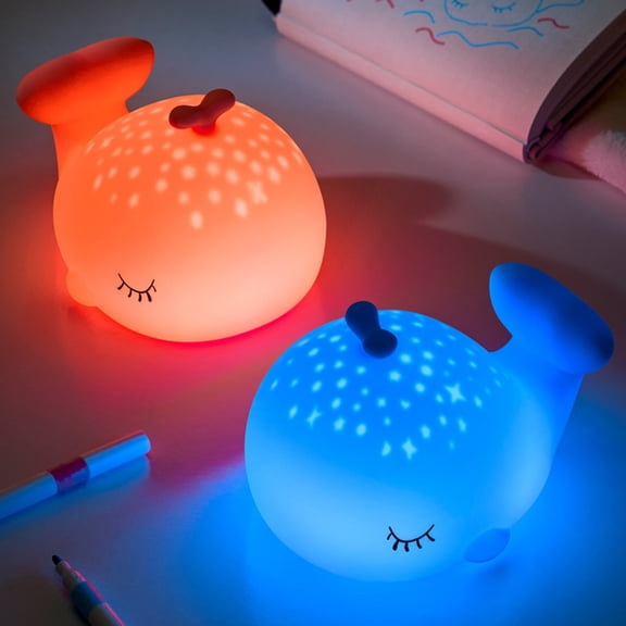 syligr 2 PCS Color Changing Whale Night Light with 3-Level Dimmer - Soft Silicone Lamp for Nursery Bedroom, Auto-Off Timer for Kids Room, Christmas Birthday Gift for Boys Girls, Table Lamp