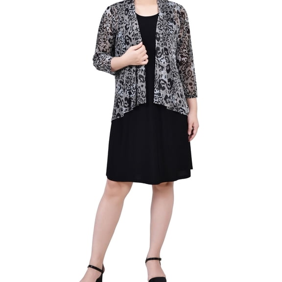 NY Collection Womens printed mesh Cardigan Sweater, Multicoloured, Petite, P/PS