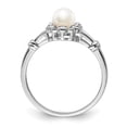 thumbnail image 2 of Sterling Silver Rhodium-plated FW Cultured Pearl & Diamond Ring, 2 of 6