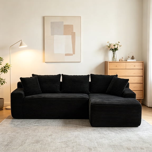 AUU 95" L-Shape Cloud Modular Sectional Sofa with Chaise – No Assembly, Upholstered Boneless Deep-Seat Couch for Living Room or Apartment