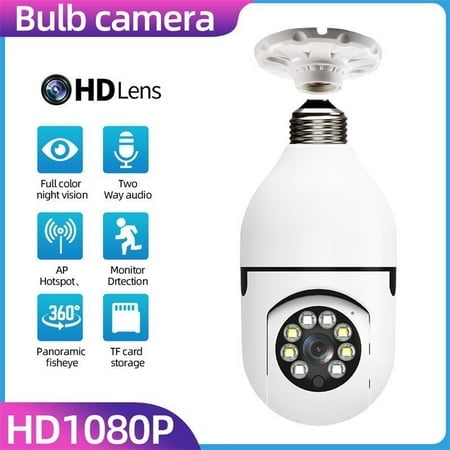 

EROCK Wireless E27 Light Bulb Camera 1080P HD WiFi Security Camera for Outdoor Home 360° Panoramic Support 2.4GHz(White)
