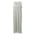 thumbnail image 3 of Adeawade Womens Dress Sleeveless Solid Color Round Neck Pockets Flowy Long Dress Daily Tank Dress Adorable Clothes 5Xl Grey, 3 of 5