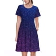 thumbnail image 1 of Kdxio Robe T-Shirt Décontractée à Paillettes Néon pour Femmes, Manches Courtes d'Été avec Poches, 1 of 6