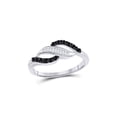 thumbnail image 1 of FB Jewels 14kt White Gold Womens Round Black Color Enhanced Diamond Openwork Crossover Ring 1/3 Cttw, 1 of 1