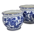 thumbnail image 2 of Benjara 3pc Modern Planter- Japanese Inspired Art Design- Blue White Ceramic, 2 of 6