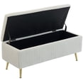 thumbnail image 1 of CoSoTower Storage Ottoman Bench, 43 Inch Large Storage Chest with Steel Legs and Padded Seat, Foot Rest, Load 485 lbs, Beige, 1 of 7