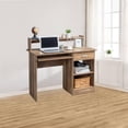 thumbnail image 2 of 43 Inch Office Small Computer Desk Modern Simple Style Writing Study Work Table with 1 Drawer and 2 Layer for Home Bedroom Particleboard 110 * 50 * 95cm, Brown, 2 of 6
