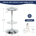 thumbnail image 2 of Brage Living Bar Stools, Adjustable Height Swivel Bar Stools, Metal Airlift Barstools, Backless Counter Height Bar Chairs for Kitchen Dining Room Pub Cafe 1Pc (Silver), 2 of 12