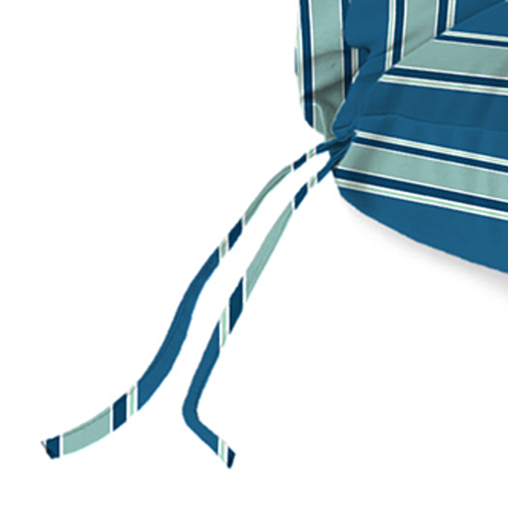 Jordan Manufacturing 74" x 22" Sanders Puff Blue and Gray Green Stripe Rectangular Outdoor Chaise Lounge Cushion with Ties and Hanger Loop