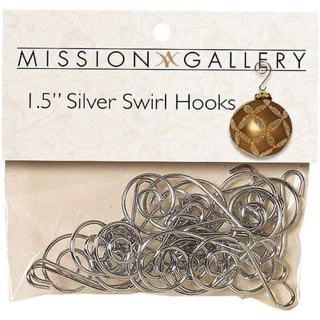 Gerson 01571-1.5 Silver Swirl Hooks 24 Hooks in a Bag with header Christmas Ornament Hooks24