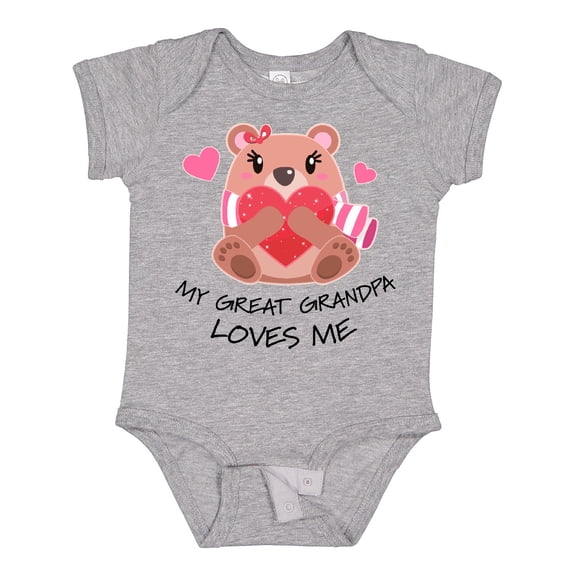 Inktastic My Great Grandpa Loves me- bear and hearts Boys or Girls Baby Bodysuit