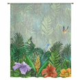 thumbnail image 2 of Tropical Plant Colorful Floral Sheer Curtains 45 Inches Long, Fern Print Summer Birds Light Filering Curtains, Breathable Simi Curtain Privacy Drapes for Kitchen Bathroom Small Window Treatment, 2 of 9
