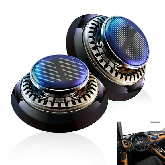 2PCS Long-Lasting Car Air Freshener – Solar Powered Vent Clip | Auto Rotating Car Diffuser with Fresh Fragrance All Day | New Car Scent | For Men & Women