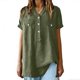 thumbnail image 1 of Karight Cotton Linen Shirts for Women Summer Short Sleeve V Neck Button Down Tops Dressy Casual Oversized Tshirts, 1 of 8