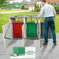 thumbnail image 3 of 77 Cu.Ft Outdoor Storage Shed, 3 Trash Cans Storage Cabinet with Lockable Doors, Heavy Duty Metal Garbage Bin Shed for Garden Backyard, Grey, 3 of 7