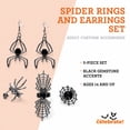 thumbnail image 3 of Spider Rings and Earrings Costume Accessory Set for Adults, Black, 5 Pieces, Halloween by Way To Celebrate, 3 of 9