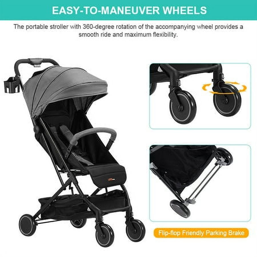 LIVINGBASICS 2 In 1 Convertible Baby Stroller Foldable Compact Stroller Baby Carriage With Storage Basket And Adjustable Canopy