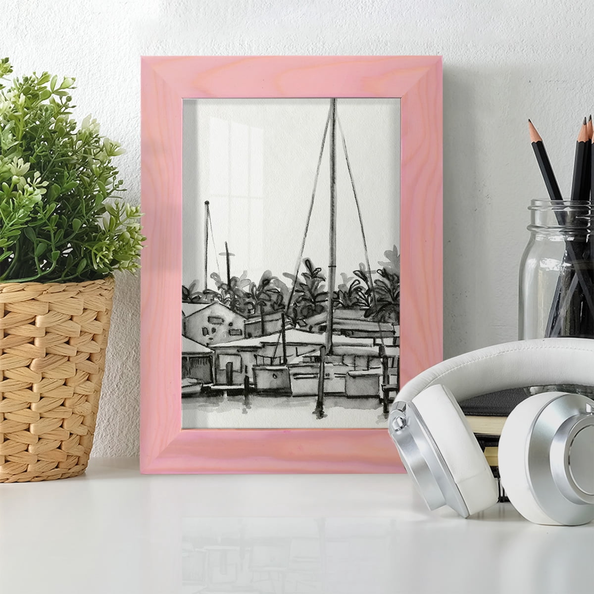 Neutral Tropics III - Framed Print w/glass - Sunset Pink