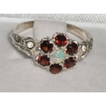 thumbnail image 4 of LBG 10k White Gold Real Genuine Opal & Garnet Womens Vintage Daisy Engagement Ring - Size 6, 4 of 4