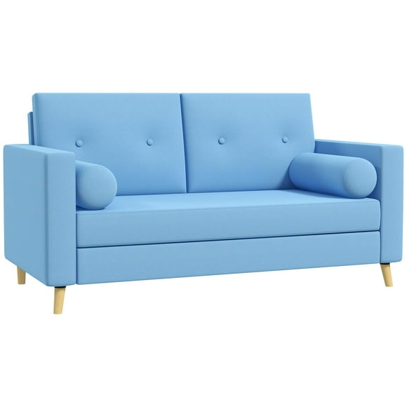 HOMCOM 51" Loveseat Sofa for Bedroom Modern 2 Seater Couch, Blue