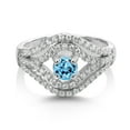 thumbnail image 2 of Gem Stone King 1.33 Ct Round Swiss Blue Topaz 925 Sterling Silver Ring, 2 of 2
