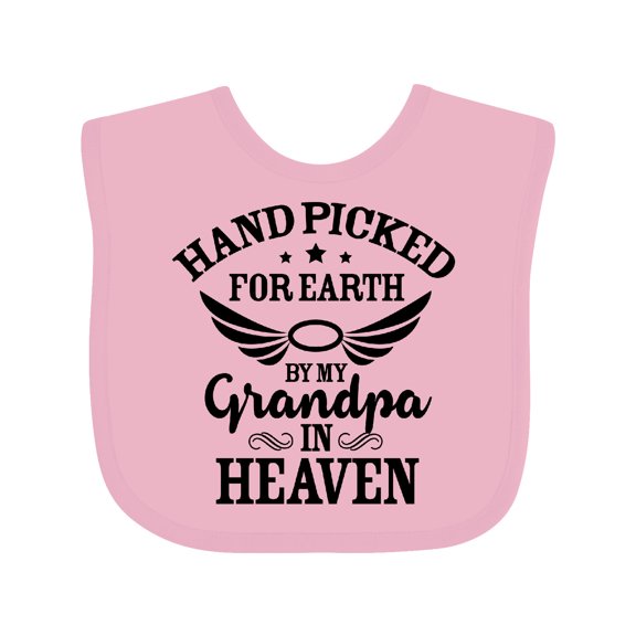 Inktastic Handpicked for Earth by My Grandpa in Heaven Angel Wings Boys or Girls Baby Bib