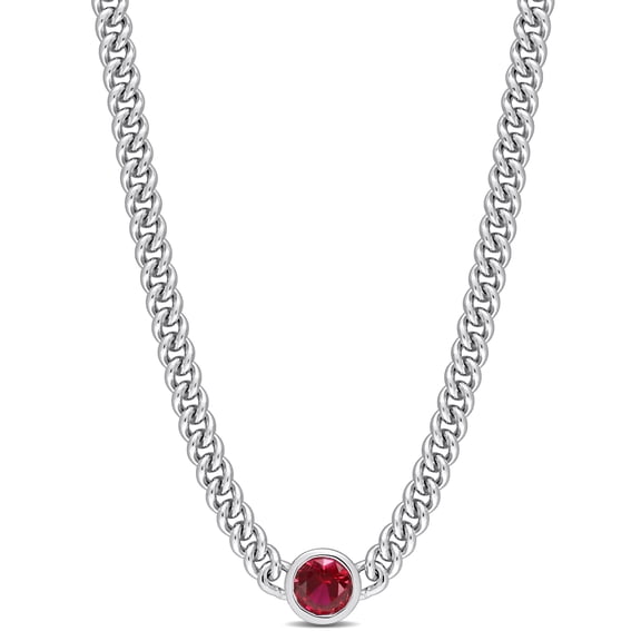Everly Women's 1 5/8ct TGW Created Ruby Sterling Silver Solitaire Necklace