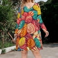 thumbnail image 2 of Pastel Rainbow Lollipop Long Sleeve Dresses For Women Vintage Elegant Party Dress Oversized V-neck Dress S-8XL, 2 of 7