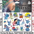 thumbnail image 4 of Pegatinas de tatuaje de Disney Stitch para niños, tatuajes falsos temporales, pasta en la cara, brazo, pierna, fiesta, juguete de regalo de cumpleaños, 4 of 4
