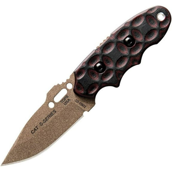 TOPS Knives 200S05 C.A.T. 200 S-Series Tan Fixed Blade Knife Black and Red Handles