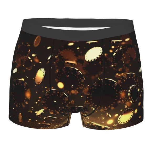 Salouo Classical Golden Casino Print Men's Boxer Briefs,Breathable Underwear Elastic Waistband Briefs for Men -Medium